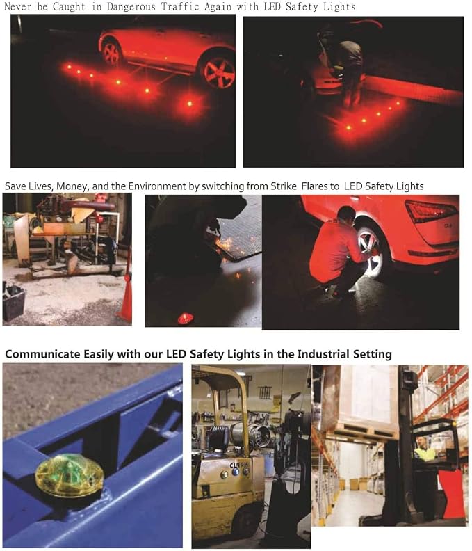 LED Road Flares Roadside Flashing Emergency Lights Beacon with Magnetic Base for Vehicle and Outdoor Sports..(scarlet)