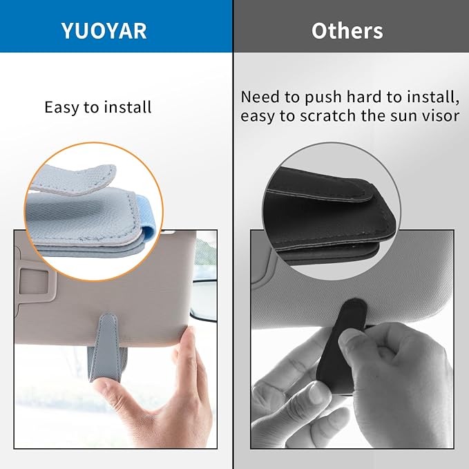 Yuoyar 2 Packs Magnetic Sunglass Holder for Car Visor (Blue) | Magnetic Interior Car Accessories
