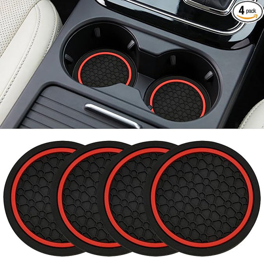 Car Cup Holder Coasters, 4PCS, 2.75 Inch | Dustproof, Non-Slip Insert, Automotive Interior Accessories Mat, Universal for Vehicles, Trucks, RVs