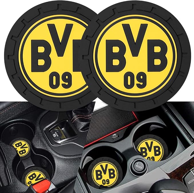 Cup Holder Insert Coaster for Borussia Dortmund UEFA UCL Fans,Anti Slip Car Cup Coaster Interior Accessories
