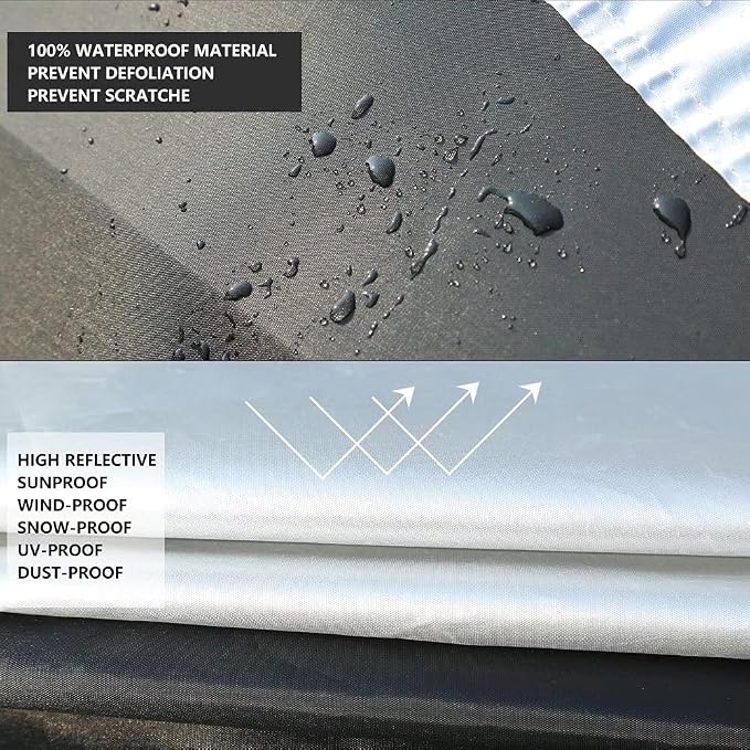 Coverado SUV Car Cover Waterproof All Weather, Outdoor Full Size Car Covers for Automobiles, Rain Sun UV Dust Protection Car Cover, Seam-Sealed Waterproof Car Covers Universal Fit for SUV (206"-215")