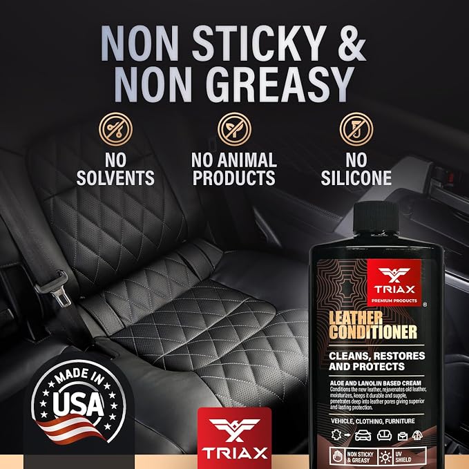 TRIAX Leather Conditioner Cleans, Restores, and Protects Vehicles, Clothing, and Furniture (12 Ounce)