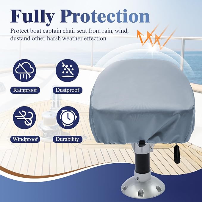 2 Pack Boat Seat Covers Waterproof 900D Heavy Duty Boat Folding Chair Cover | 18W x 20D x 14H inch, Grey