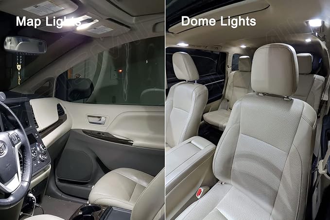 Xpismii 16 Piece 6000K White Sienna Interior LED Lights Kit Package Replacement for Toyota Sienna 2011 2012 2013 2014 2015 2016 2017 2018 2019 2020 2021, with Placement Diagram and Install Tool