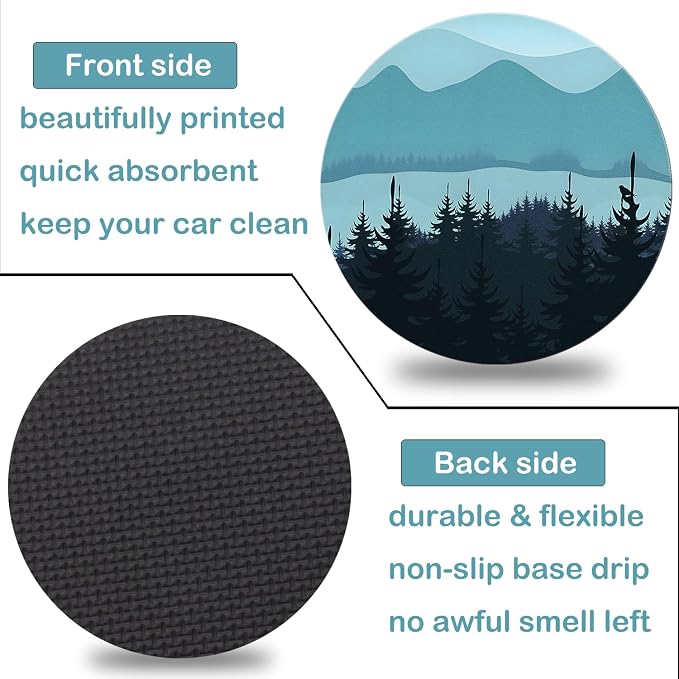 Car Cup Holder Coasters, 2 Pack – 2.75" Universal Auto Anti-Slip Insert Coaster, Rubber Car Coasters, Personalized Car Accessories for Women & Men (Adventure Awaits)