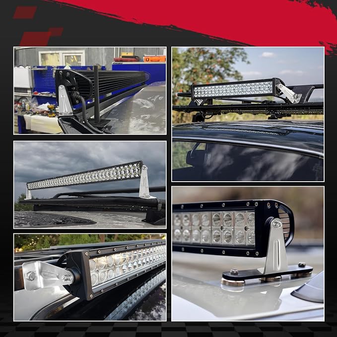 OFFROADTOWN LED Light Bar Side Mounting Brackets Universal Mounts Kit for Straight or Curved LED Light Bar Side-Mounted L-Shape for 6 inch up to 54 inch (Pack of 2)