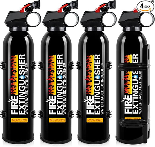 Fire Extinguisher for Home with Mount - 4 Pack Upgraded 8-in-1 Portable Fire Extinguishers for Home, Kitchen, Car, Boat, RV, Vehicle - Water-Based Fire Extinguisher for Class A, B, C, K Fires