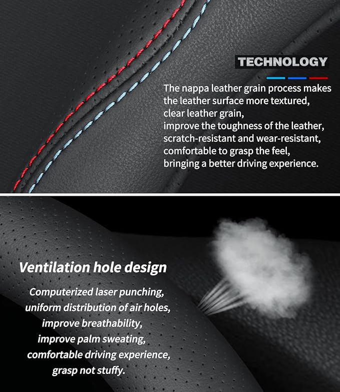 Deer Route Custom-Fit for Acura Steering Wheel Cover, Premium Leather Car Steering Wheel Cover with Logo, Non-Slip, Breathable, for Acura Accessories (A-Style,for Acura)