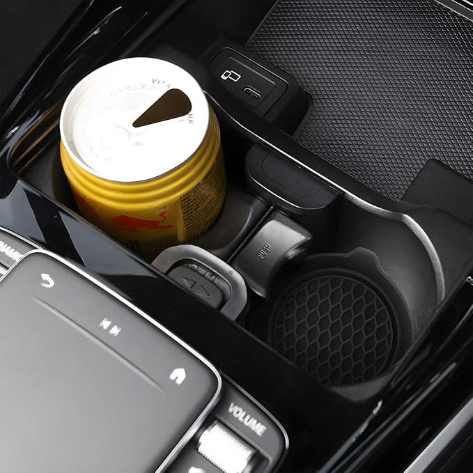 Mandark Car Cup Coaster, 4PCS Silicone Non-Slip Vehicle Drink Cup Mat, Sift-Proof Spill Recessed Automotive Interior Cup Holder Insert Protector Accessories, Universal for Most Cars (Black)
