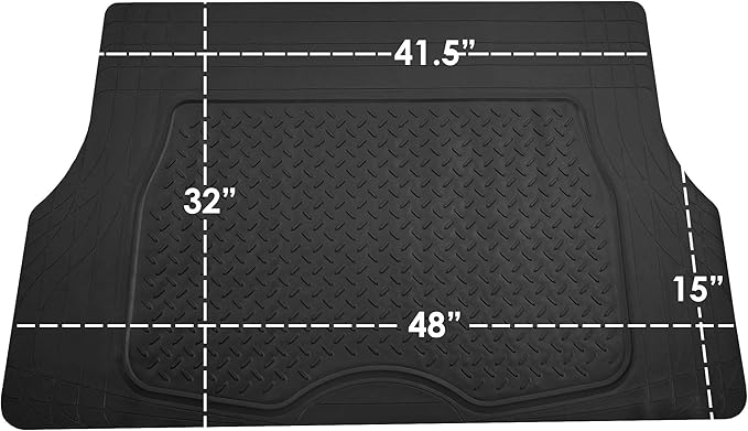FH Group Premium Liners Tall Channel Trimmable All Weather Rubber Full Set Car Floor Mats (Purple) w. Trimmable All-Season Cargo Liner (Black) - Universal Fit for Cars Trucks and SUVs