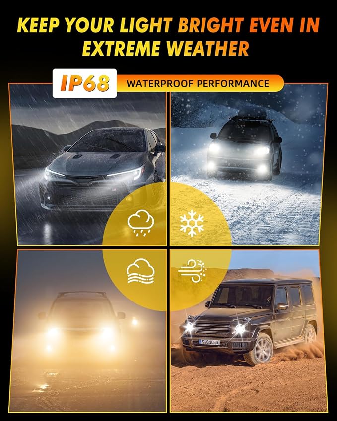 Termitor Upgraded H11 Light Bulbs, 136000LM 15X Brightness,6500K Cool White, H11 Fog Light, 85K+ Hrs Service Life, True 1:1 OEM Size, IP68 Waterproof, Plug N Play, Headlight Eyebrows, Pack of 2