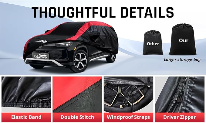 Car Cover Waterproof All Weather Custom Fit for VW Volkswagen Tiguan 2018–2025 BWM, Tiguan Accessory with Door Zipper & Windproof Straps