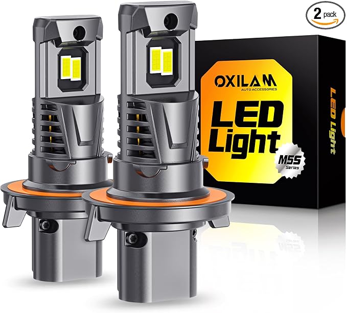 OXILAM H13 LED Light Bulb, 13X Brighter 6500K White, Anti-Flicker, 60,000Hrs Lifespan, Plug and Play, IP68, 9008 Fog Compatible with Cars Trucks SUVs, Pack of 2