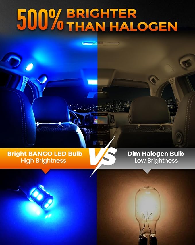 BANGO 24 Pieces Car LED Interior Light Bulbs, Non-Polarity Design with Removal Tool, Suitable for Car Dome Map Door Trunk License Plate Lights, Etc. (Blue)