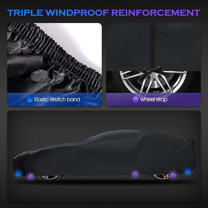 Car Cover Custom Fit for Chevrolet Corvette C4 C5 C6 C7 C8 1980-2026, 6 Layers Truck Cover Waterproof All Weather for Automobiles,Outdoor Full Exterior Cover,Black（Not Include Mirror Pocket）