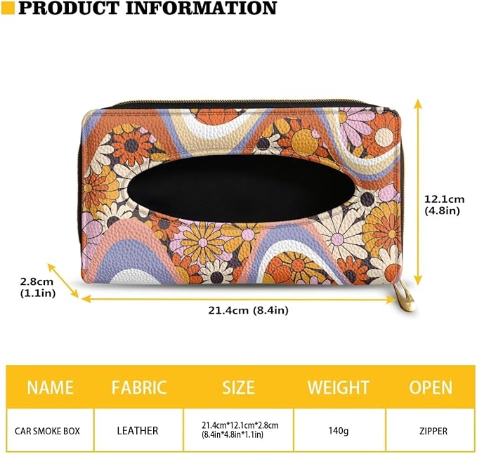 Blossom Flower Car Tissue Box for Sun Visor Back Seat PU Leather Backseat Tissue Holder Car Visor Accessories Car Essentials