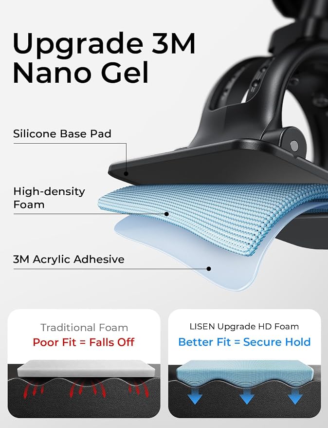 LISEN for MagSafe Car Phone Mount -Strong Magnets Magnetic Phone Holders for Your Car 2-in-1 Vent Dashboard Magnet Cell Phones Holder Mounts Car Accessories Gitfs for Men Women fit iPhone, CarbonFiber