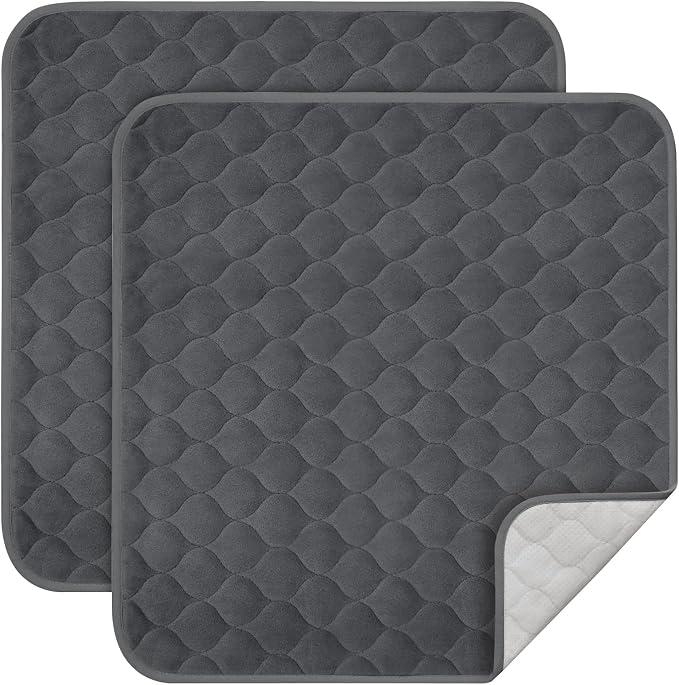 Reusable Waterproof Incontinence Chair Pads (22" x 21") - Machine Washable Seat Protector - Chair Protector Seat Cover, Extra Heavy Absorbency, Seat, Car, Wheelchair & Recliner (Grey, 2 Pack)