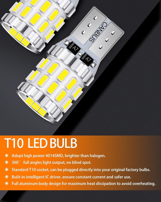White LED Bulbs Package Kit Compatible with 2012 2013 2014 2015 2016 2017 2018 2019 2020 Toyota Camry Interior Map Dome Light + License Plate Light and Install Tool, 13 Piece