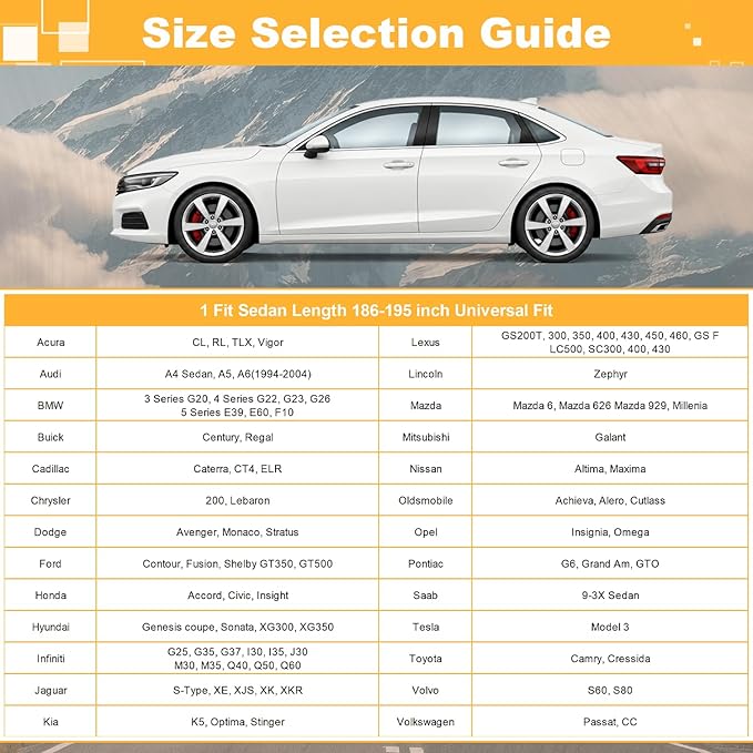 GUNHYI 16 Layers Car Cover Waterproof All Weather, Heavy Duty Outdoor Car Cover Universal Fit Sedan Toyota Camry, Tesla Model 3, Lincoln MKZ, Nissan Altima, Kia K5/Stinger, Hyundai Sonata etc.
