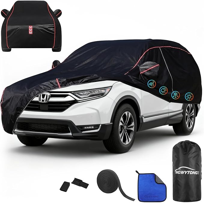 Car Cover Waterproof All Weather 8-Point Fastening for Honda CR-V 1996-25 | All-Around Wind-Resistant Fastening, 120s Quick Setup, 600D Oxford Fabric, All-Weather Protection