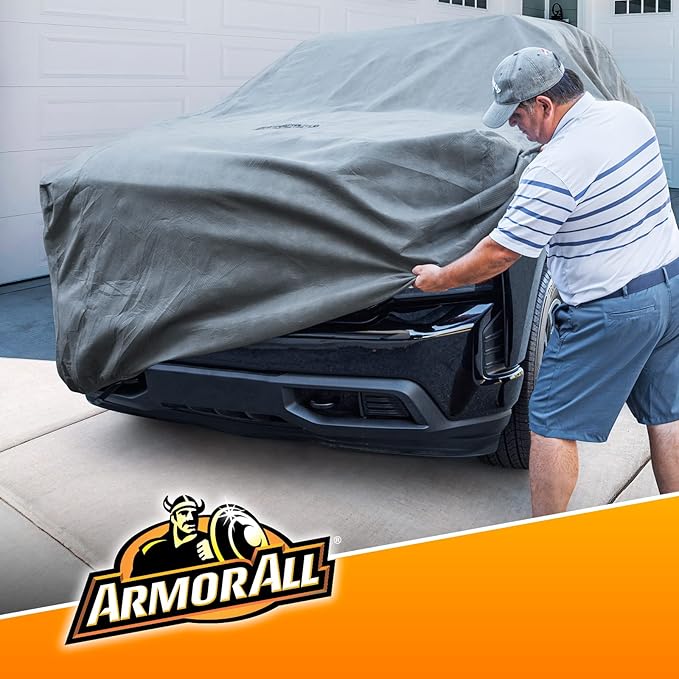Armor All Car Cover Waterproof All Weather Heavy Duty Trucks from 205"-232" | Scratch-resistant soft lining, 6 secure straps, includes storage bag, works for Sun Rain Snow Hail Outdoor Indoor Protection