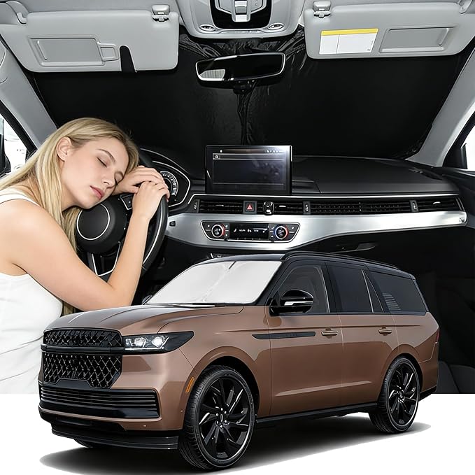 Windshield Sunshade for Lincoln Navigator 2025 2026 Sun Shade 4 Layers | Car Windshield Accessories Upgrade Blocks UV Rays Custom Fit Navigator 240T Car Window Shades Front Windshield Keep Cool