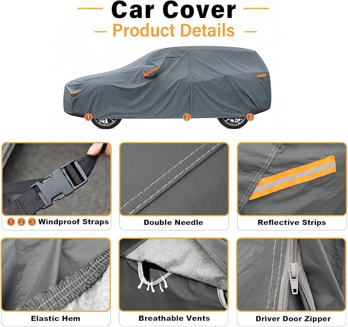 GUNHYI 16 Layers Minivan Car Cover Waterproof All Weather, Universal Fit Audi A6 Wagon, Buick Century, Dodge Caravan, Volvo V70 V90, Mazda 6, Mercury Villager, Jaguar XF, Porsche Taycan Turismo etc.