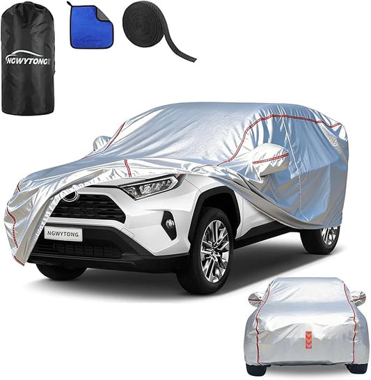 Waterproof All Weather Heavy Duty Vehicle Cover, 360° Underbody Wrap Windproof Design, Quick Install Outdoor Cover,（for Toyota Rav4 2006-2025）