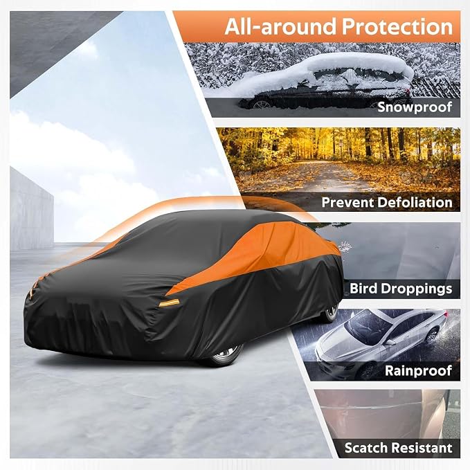 GUNHYI Car Cover for Automobiles All Weather Waterproof, Universal Fit Sedan Chevrolet Caprice, Buick Roadmaster/Riviera, Ford Crown Victoria, Cadillac DTS etc, Length Up to 218 Inch