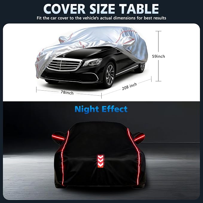 Waterproof All Weather Heavy Duty Vehicle Cover, 360° Underbody Wrap Windproof Design, Quick Install Outdoor Cover,（for Mercedes-Benz S-Class 2006-2025）