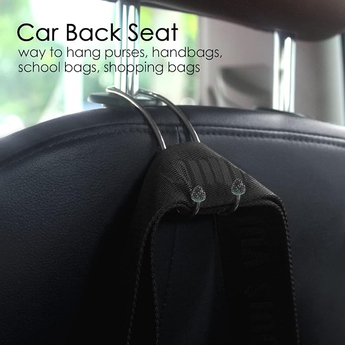 【2026 Upgraded】 Car Headrest Hooks Decorations, 2 Pcs Bling Strawberry Shape Purse Hook Hangers, Auto Hooks Car Hangers and Durable Backseat Holder, Storage Universal for SUV Truck Vehicle (Black)