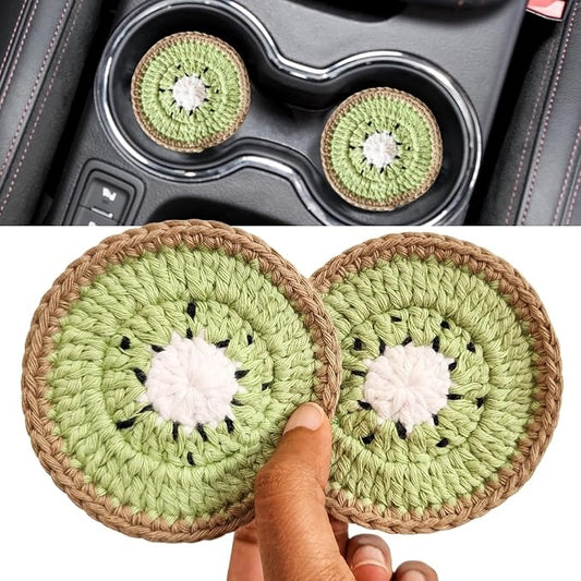 Cotton Crotchet Fruit Car Coaster Set (Kiwi Kiss)