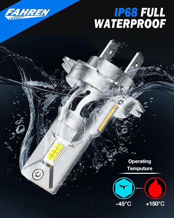 FORENNER Upgraded H7 Headlight Bulbs, 90000LM 1500% Ultra-Brightness, Real 1:1 Halogen Size, 70000+ Longer Lifespan, 6500K White, IP68 Waterproof, CAN-Bus Ready Plug N Play, Pack of 2