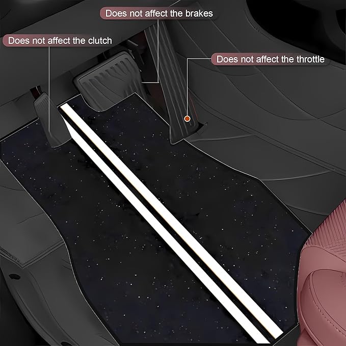 Universal Fit Car Floor Mats Set of 4Pcs, Black Background with White Stripes All-Weather Front Rear Car Carpet Mats, Non-Slip Car Floor Mat Car Accessories for Automotive Trucks SUV Sedans Vans