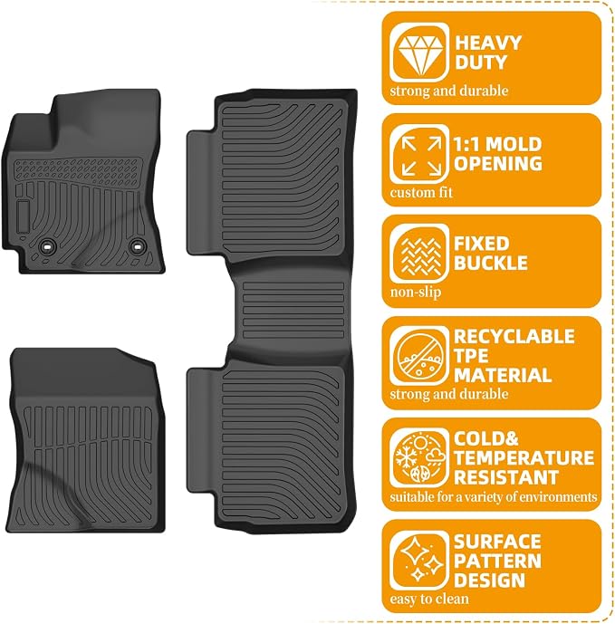 Floor Mats for Toyota Corolla Sedan 2014-2019 | Corolla Sedan Floor Mats,TPE Non-Slip Waterproof Summer Winter, Front & Rear Row