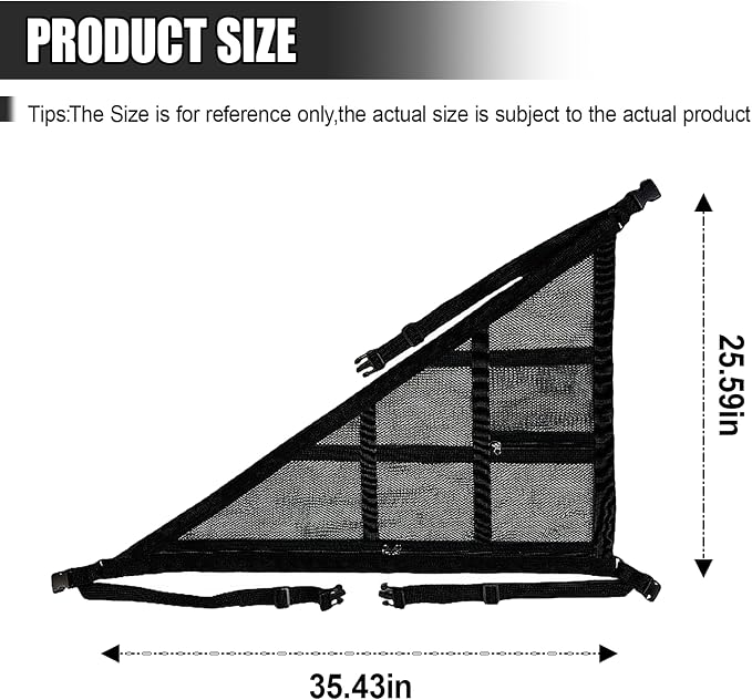 Car Ceiling Cargo Net, Double-Layer Mesh Vehicle Roof Organizer with 3 Handles, 35" x 25" Strengthen Load Bearing Auto Interior Storage Mesh with Zipper for SUV, Road Trip & Camping (L)