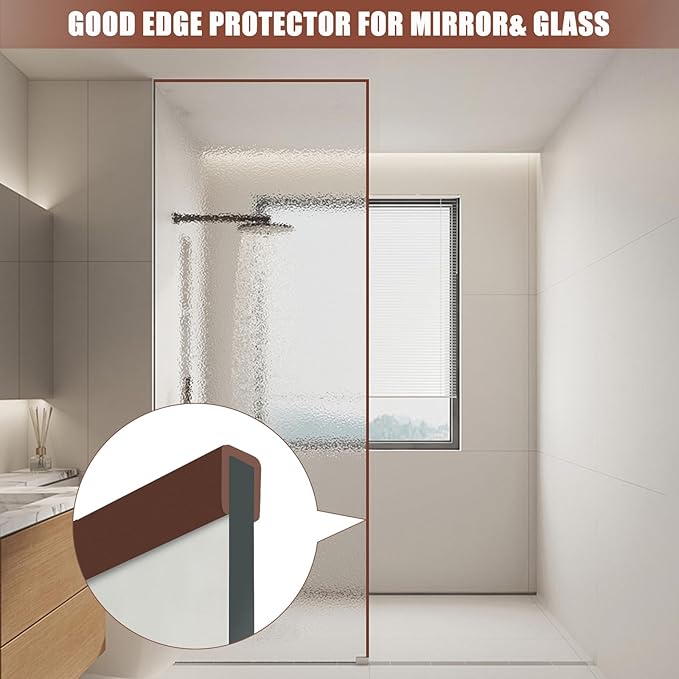 Rubber Edge Trim, Flexible Edge Banding, 3/8"(9.5mm) U Channel Edge Protector, Self Adhesive Edge Guards for Plywood, Glass, Flexi-Glass and Sheet Metal Parts, 20Ft, Brown Color