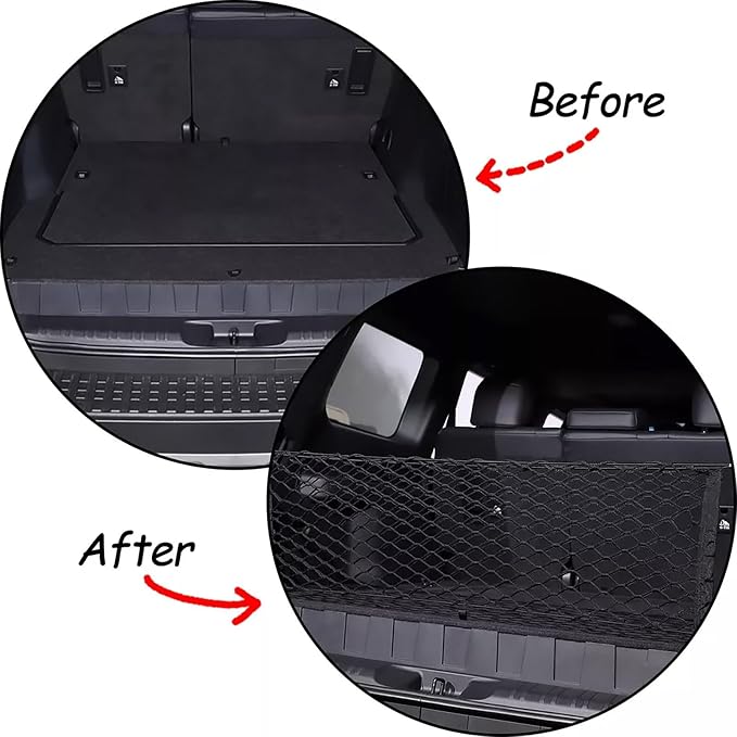 2 Pcs Trunk Organizer Cargo Net for 2024 2025 2026 Toyota Land Cruiser 250 1958 Prado Lc250 J250,Envelope Style&Rear Trunk Floor Style Cargo Net Car Trunk
