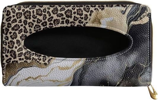 Leopard Marble Car Standard Tissue Holder Rectangular Sun Visor Napkin, Mask Dispenser Car Interior Accessories Sturdy Mask Holder