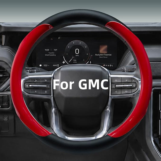 Yangday Leather Steering Wheel Cover for GMC Sierra 1500 2500 3500, 14.5-15 inches Car Steering Wheel Cover with Anti-Slip Massage Particle (Bright Red)