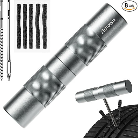 AUTOWN Compact Tire Repair Kit with Plugs Fix Punctures & Plug Flats with Ease - Capsule Style Flat Tire Puncture Repair Kit for Motorcycle, Car, ATV, UTV, Mountain Bike, Etc