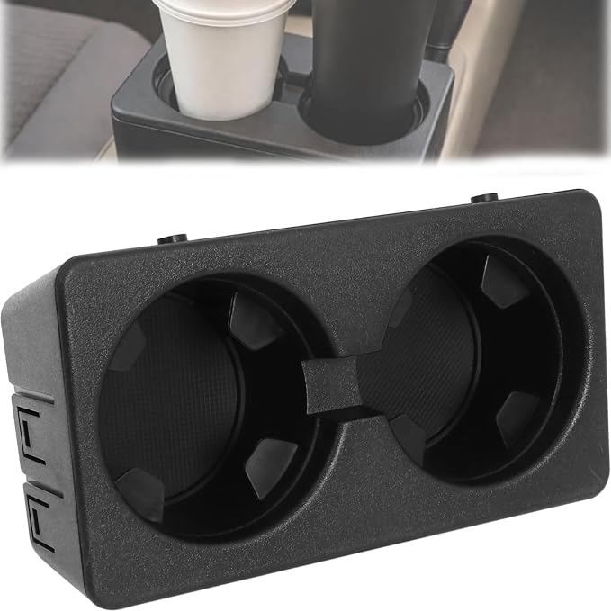 9154712 Cup Holder Compatible with Chevy Silverado Tahoe | Front Console Dual Cup Holder Insert Compatible with 2007-2013 Silverado Avalanche Sierra, 2007-2014 Suburban Tahoe Escalade