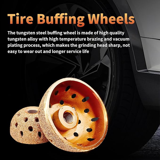 54Pcs Tire Patch Kit Heavy Duty, Tire Repair Tools 42 mm 55 mm Tungsten Steel Buffing Wheel with 32/42/58mm Tire Patches, Inner Liner Scraper, Tire Patch Roller for Car Grinding Polishing Accessories