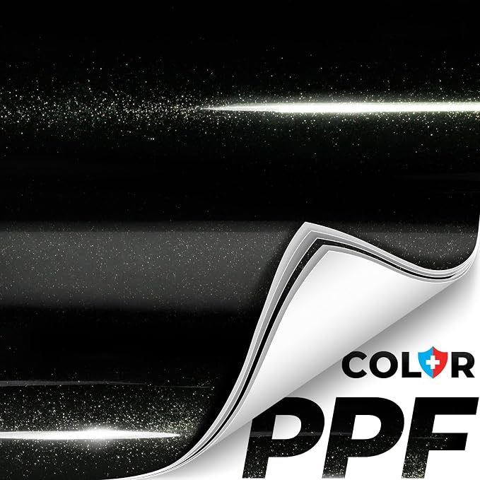 ColorFusion PPF by VViViD, Gloss Metallic Black Dry Apply PPF Vinyl Car Wrap Roll 10ft x 5ft