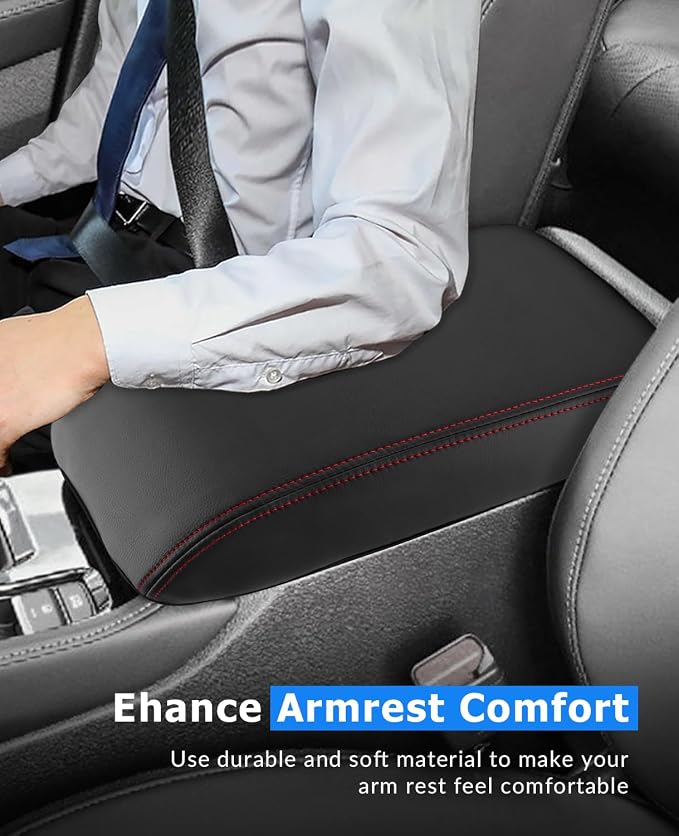 INTGET for 2026 Honda Accord Accessories Center Console Cover for Honda Accord 2023 2024 2025 Leather Car Armrest Arm Rest Box Lid Middle Console Seat Cover Protector(Red Stitches,2023+)