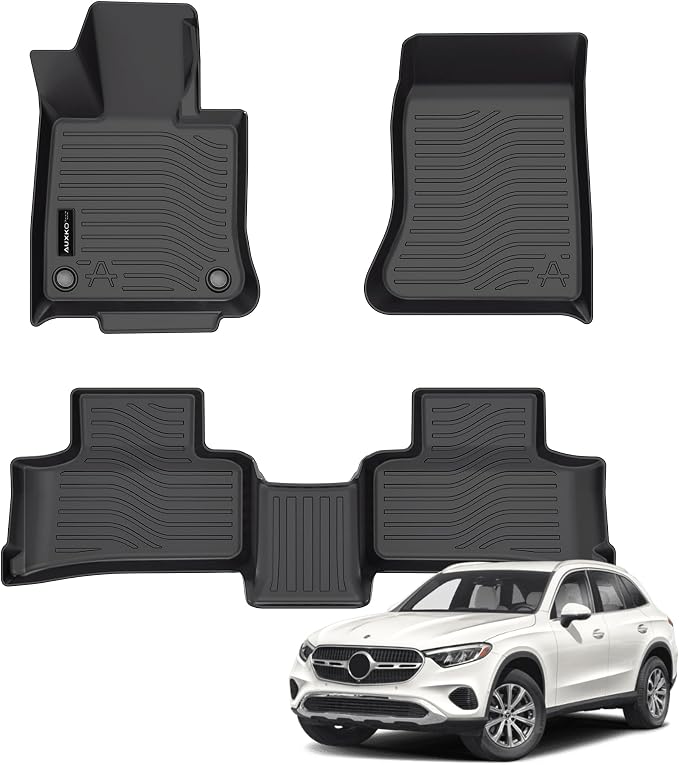All Weather Floor Mats Fit for Mercedes-Benz GLC 2026 2025 2024 2023(Include GLC300 GLC300e GLC43 AMG) TPE Liners All Season Guard Odorless Anti-Slip Floor Mats Accessories