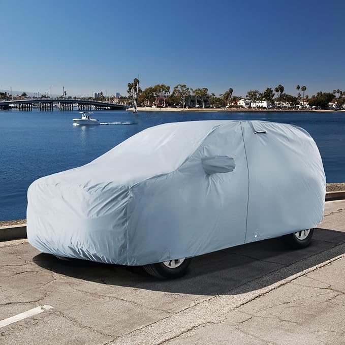 iCarCover 18-Layers Premium Universal Fit SUV Car Cover Waterproof All Weather Sun Rain Snow UV Protection Outdoor Indoor Full Exterior Covers for Automobiles Sedan Hatch Coupe Fit for 164-173 inch