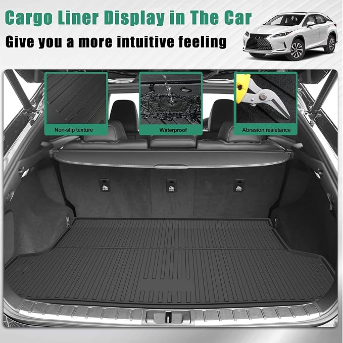Floor Mats Custom Fit for 2016-2022 Lexus RX 350 RX 450h(Not for RXL) - All-Weather TPE Accessories Full Sets (Floor Mats + Cargo Liner + Backrest Mat)