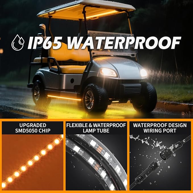 DREAMOTOR 6pcs Golf Cart Underglow LED Strip Lights,Dream Color Golf Cart Lights W/Remote&APP Control Sound Active Music Sync 12V - 80V Input Neon Accent Light Kit Compatible with EZGO Yamaha Club Car